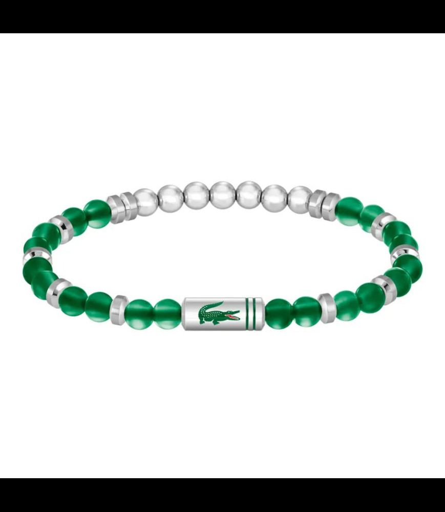 LACOSTE Bracelet Matchpoint LACOSTE Acier blanc, Agathe Vert, 19cm et 2040591