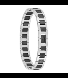 LACOSTE Bracelet Metropole "L" en Acier Noir et Gris,  2040418