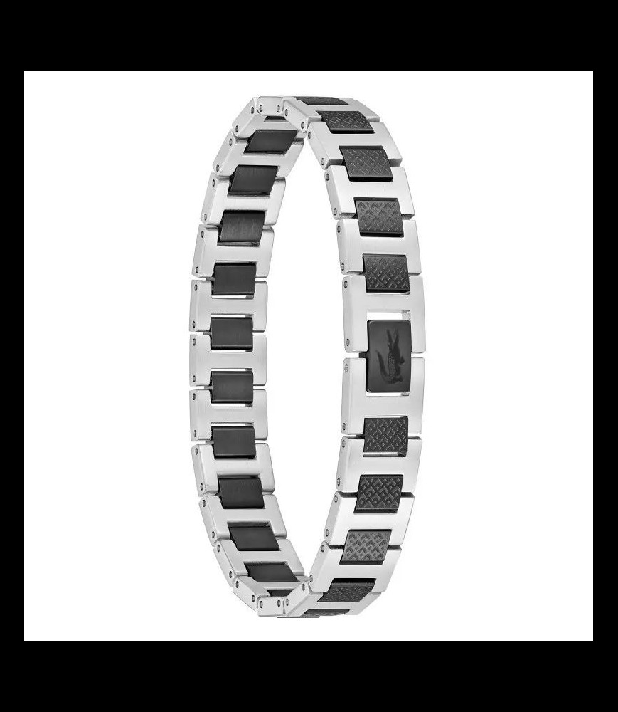 LACOSTE Bracelet Metropole "L" en Acier Noir et Gris,  2040418