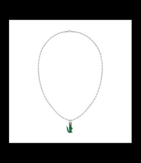 LACOSTE Collier Arthor Crocodile en Acier, Longueur 55 cm - 2040228