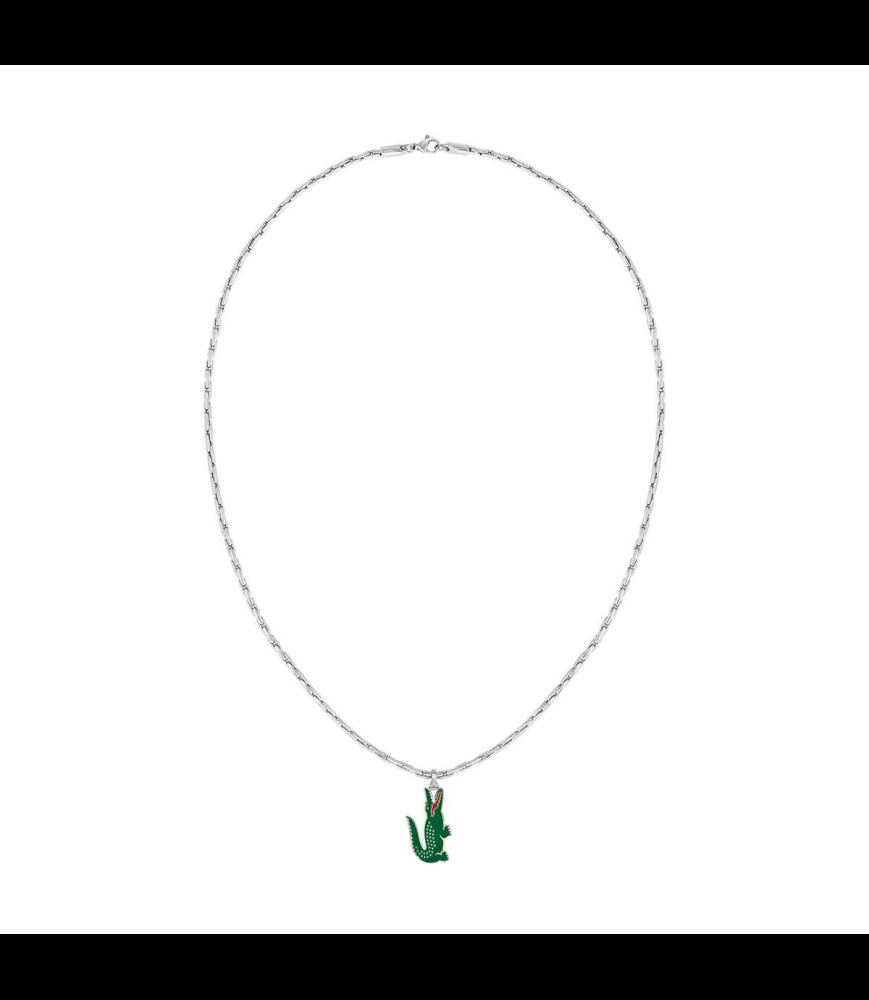 LACOSTE Collier Arthor Crocodile en Acier, Longueur 55 cm - 2040228