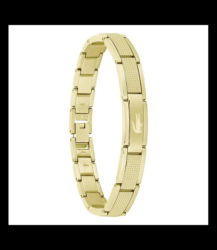 LACOSTE Bracelet Texturé Stencil en Acier Doré, Longueur 19 cm - 2040219