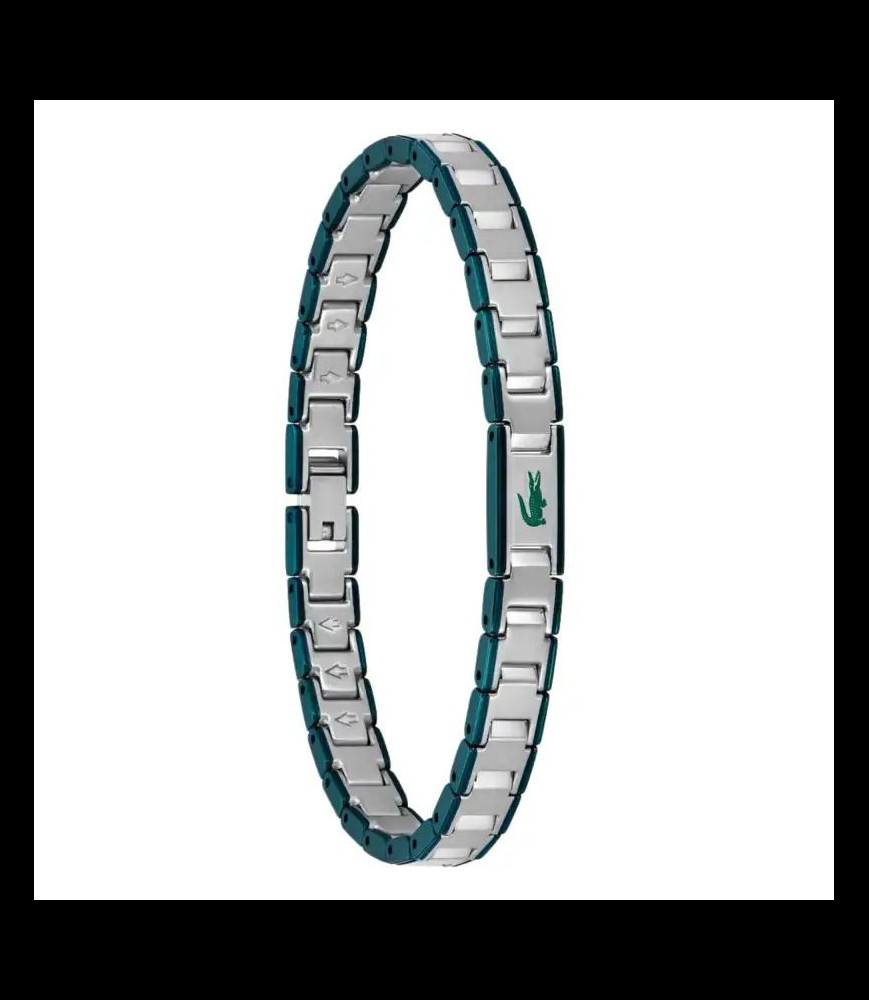 LACOSTE Bracelet Métropole en Acier Gris & Vert, Longueur 19 cm Ajustable - 2040590