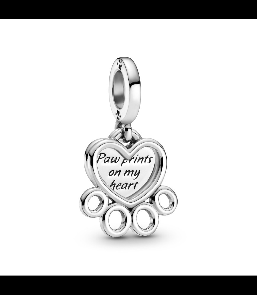 PANDORA CHARM Pendant Cœurs et Empreinte de Patte