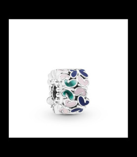 PANDORA CLIP Butterfly silver clip with green, blue