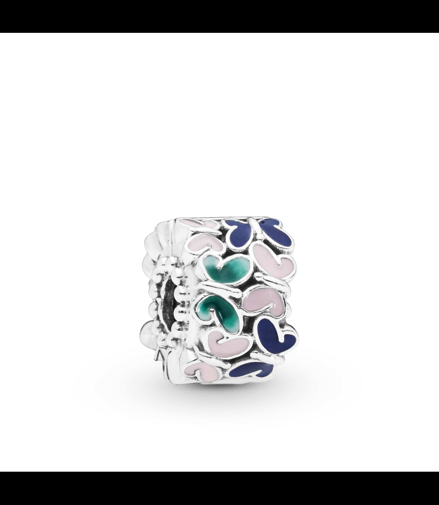 PANDORA CLIP Butterfly silver clip with green, blue