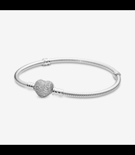 PANDORA Bracelet fermoir coeur oxydes de zirconium taille 16 cm uniquement