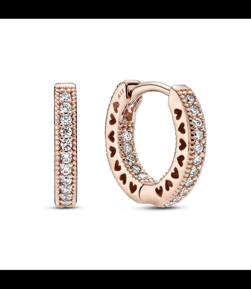 PANDORA Boucles d'Oreilles Créoles Cœur Pavé