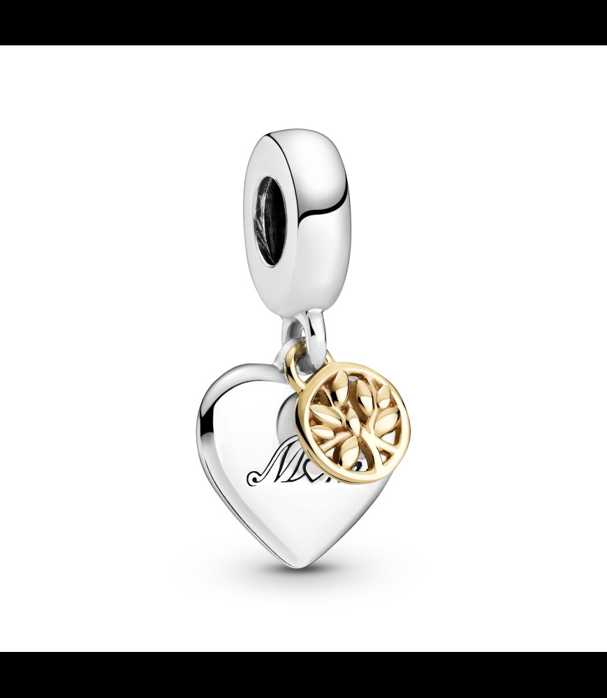 PANDORA Charm Pendant Arbre Généalogique & Cœur Bicolore en Argent 925/1000 et or 585/1000 PANDORA 799366C00
