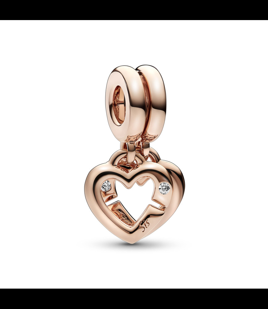 PANDORA Charm pendant Pandora Moments Séparable Cœurs De Sœurs Entrelacés en métal doré rose