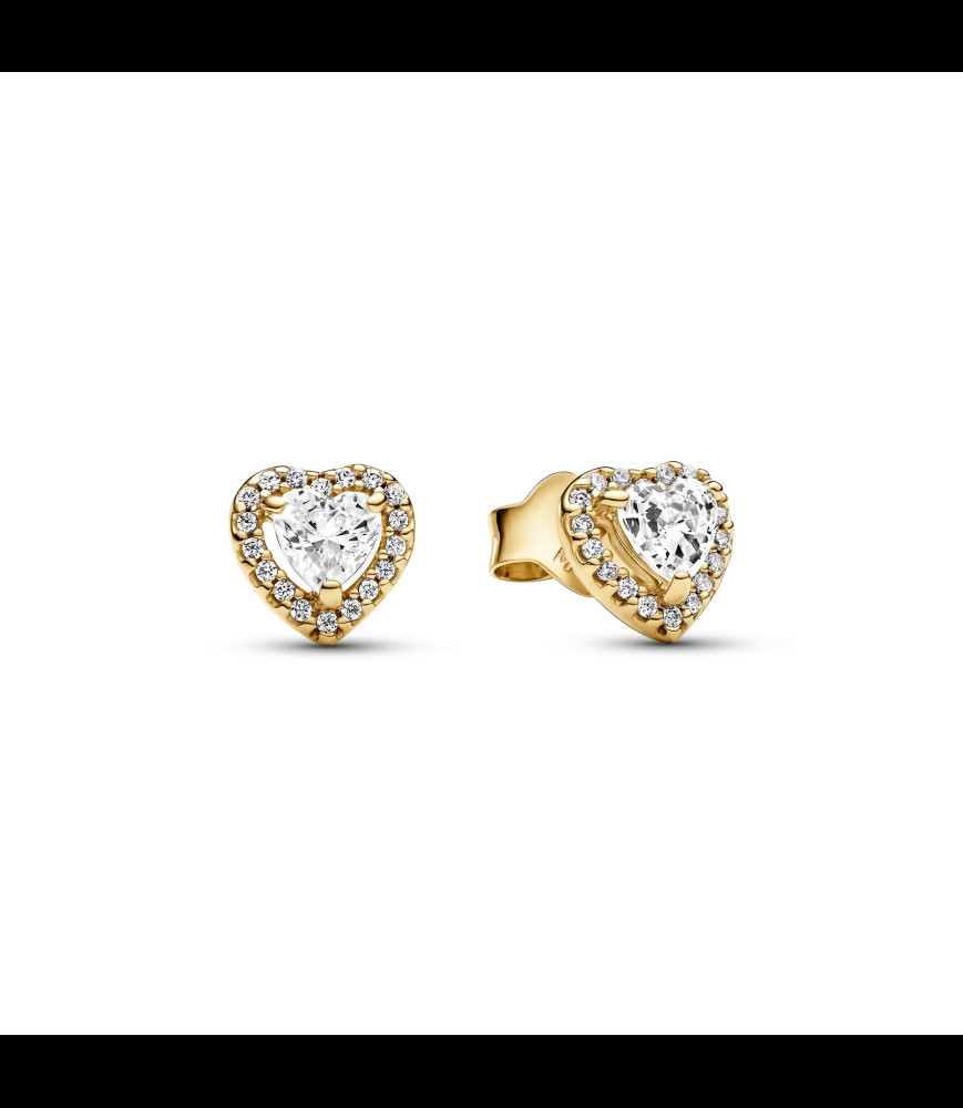 PANDORA Clous d'Oreilles Cœurs Scintillants en Relief