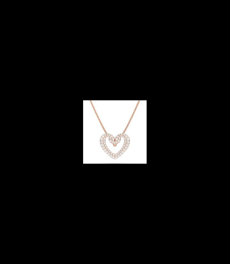 SWAROVSKI Pendentif Una Cœur, Medium, Blanc, Placage de ton or rosé