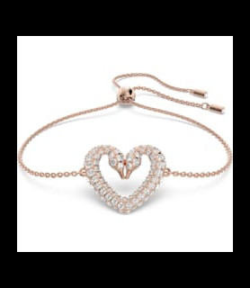SWAROVSKI Bracelet Una Cœur, Medium, Blanc, Placage de ton or rosé