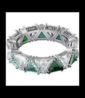 Bague cocktail Millenia Cristaux taille triangle, Vert, Métal rhodié