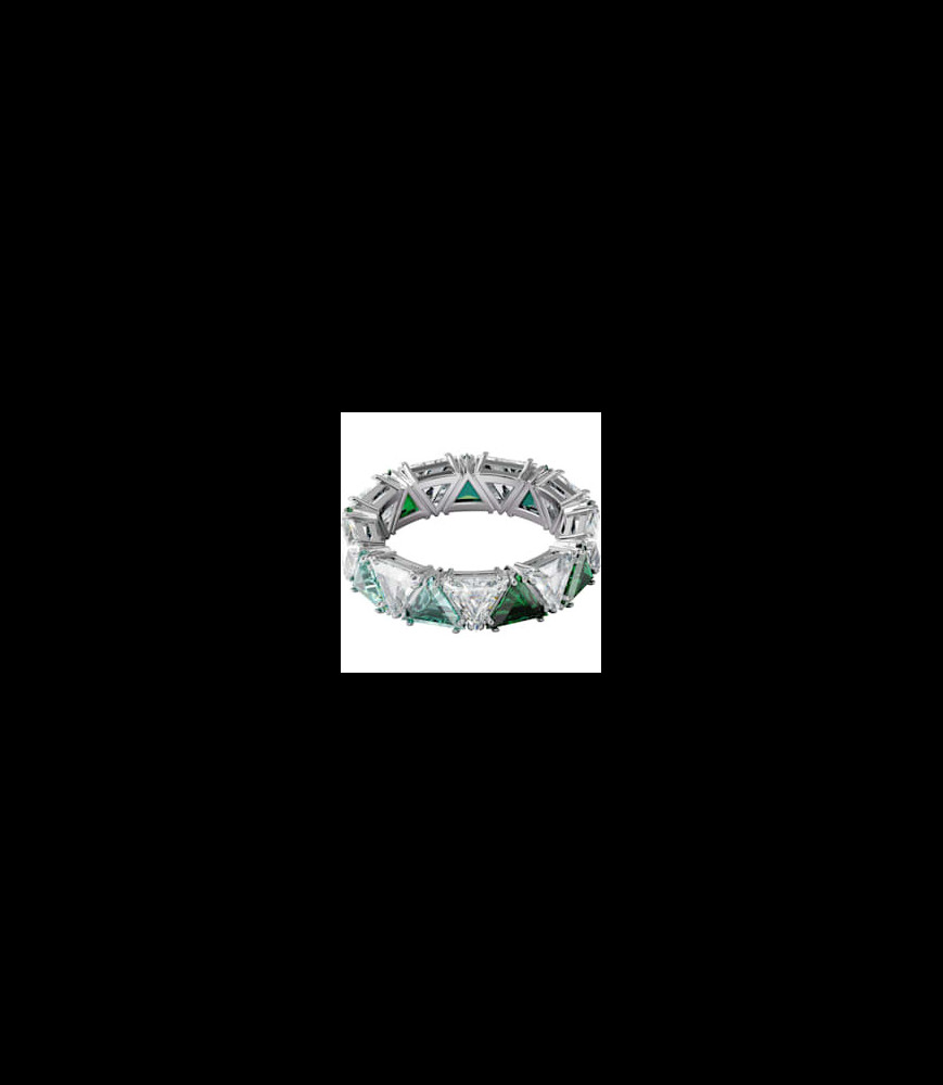 Bague cocktail Millenia Cristaux taille triangle, Vert, Métal rhodié