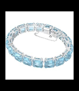 SWAROVSKI Bracelet Millenia Taille Carré, Medium, Bleu, Métal rhodié