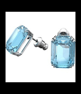 Clous d'oreilles Millenia Cristaux octogonaux, Bleu, Métal rhodié