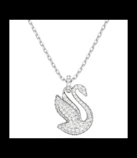 SWAROVSKI Pendentif Swarovski Iconic Swan Cygne, Medium, Blanc, Métal rhodié