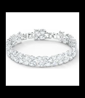 SWAROVSKI Bracelet Tennis Deluxe Tailles variées, Blanc, Métal rhodié