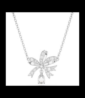 SWAROVSKI Collier Volta Nœud, Petit, Blanc, Métal rhodié