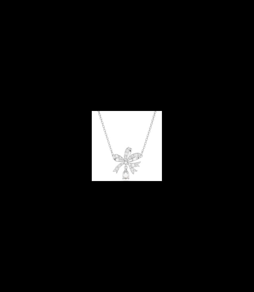 SWAROVSKI Collier Volta Nœud, Petit, Blanc, Métal rhodié