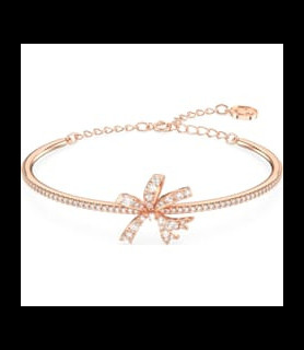 SWAROVSKI Bracelet-jonc Volta Nœud, Blanc, Placage de ton or rosé
