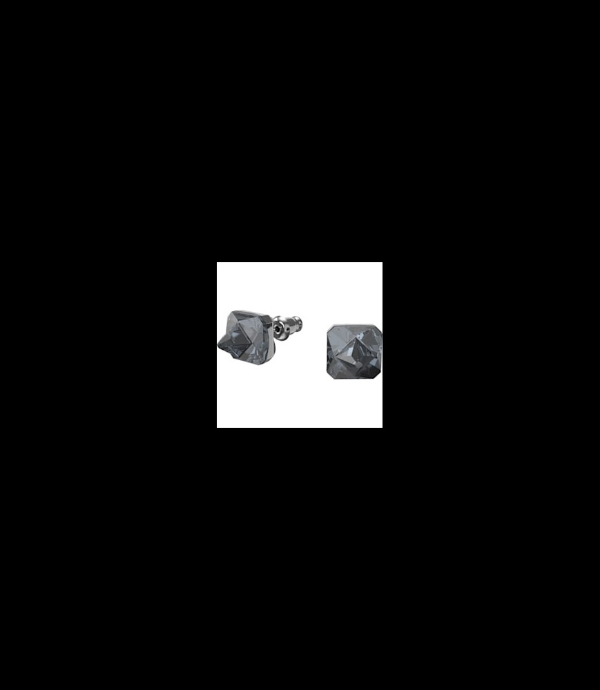 SWAROVSKI Clous d'oreilles Ortyx Taille pyramide, Grises, Métal plaqué ruthénium