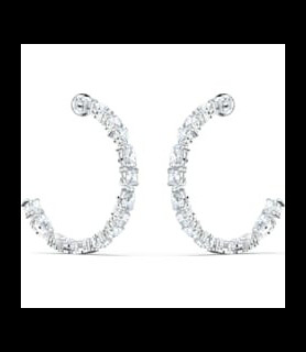 SWAROVSKI Anneaux d'oreilles Tennis Deluxe Tailles variées, Blanches, Métal rhodié
