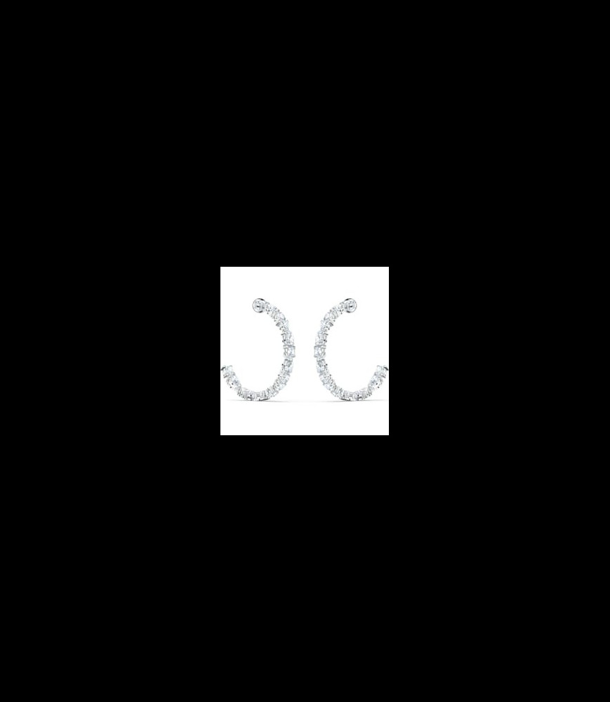 SWAROVSKI Anneaux d'oreilles Tennis Deluxe Tailles variées, Blanches, Métal rhodié