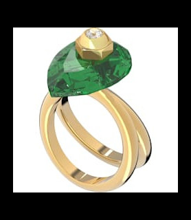 Bague Numina Cristal taille poire, Vert, Placage de ton or doigt 52