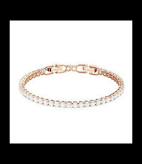 SWAROVSKI  Bracelet Tennis Deluxe Coupe ronde, Blanc, Placage de ton or rosé