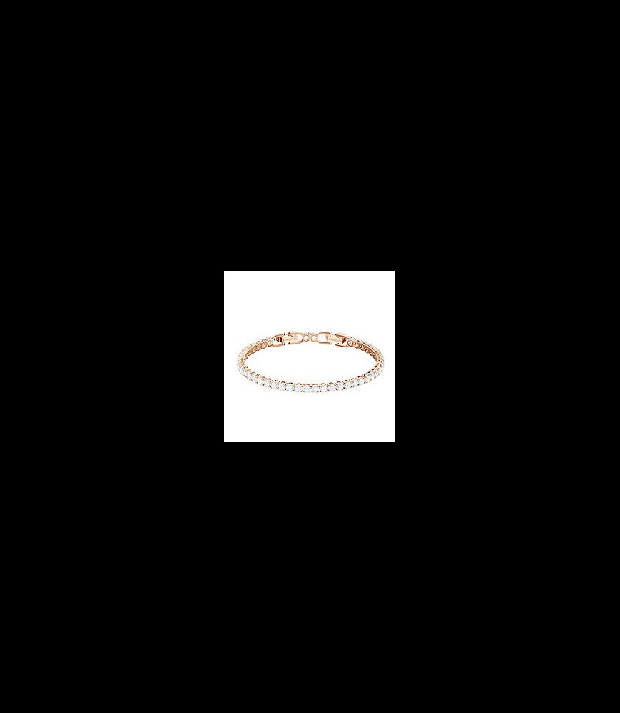 SWAROVSKI  Bracelet Tennis Deluxe Coupe ronde, Blanc, Placage de ton or rosé