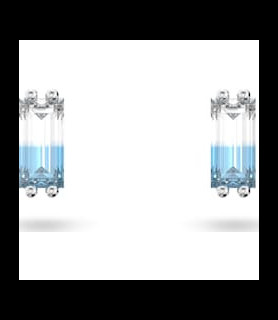 SWAROVSKI Clous d'oreilles Stilla Taille baguette, Bleues, Métal rhodié