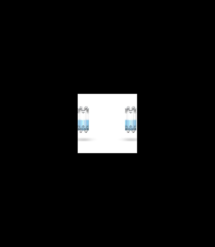 SWAROVSKI Clous d'oreilles Stilla Taille baguette, Bleues, Métal rhodié