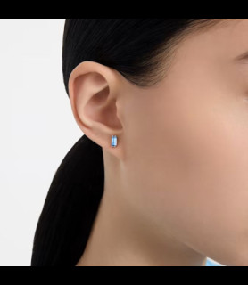 SWAROVSKI Clous d'oreilles Stilla Taille baguette, Bleues, Métal rhodié