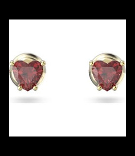 SWAROVSKI Clous d'oreilles Stilla Cœur, Rouges, Placage de ton or