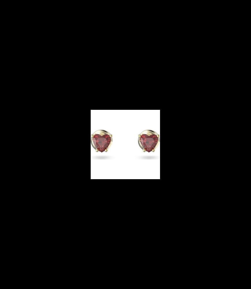 SWAROVSKI Clous d'oreilles Stilla Cœur, Rouges, Placage de ton or