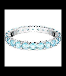 SWAROVSKI Bague Matrix  Coupe ronde, Bleues, Métal rhodié TAILLE 58