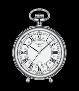 TISSOT Montre T-Pocket Stand Alone quartz laiton plaqué palladium cadran blanc 49,6 mm