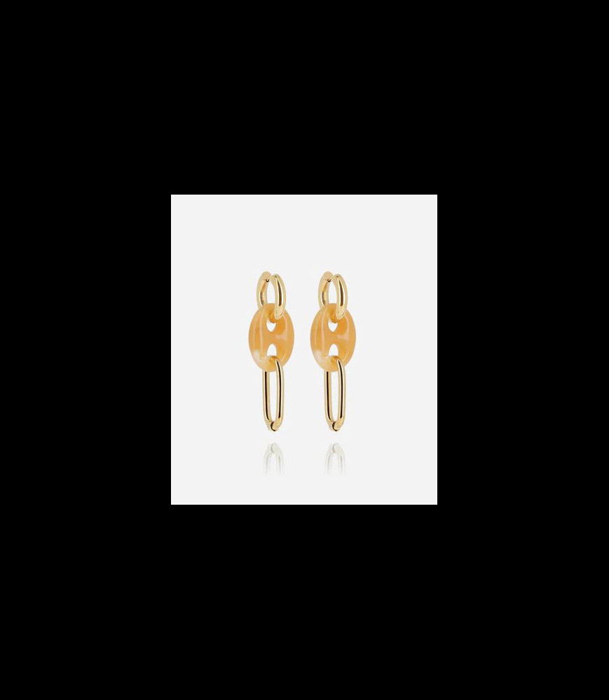 ZAG BIJOUX Boucles d oreilles acier doré et résine