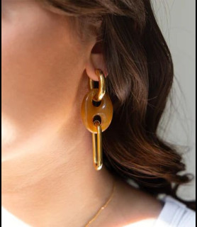ZAG BIJOUX Boucles d oreilles acier doré et résine