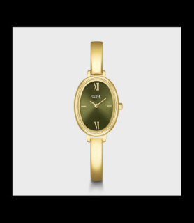 CLUSE Montre L'Ovale Watch Steel, Olive, Gold Colour