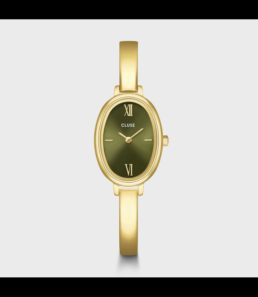 CLUSE Montre L'Ovale Watch Steel, Olive, Gold Colour