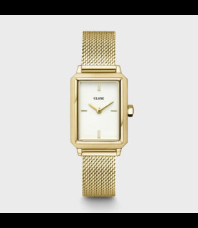 CLUSE Montre Fluette Watch Mesh White, Gold Colour