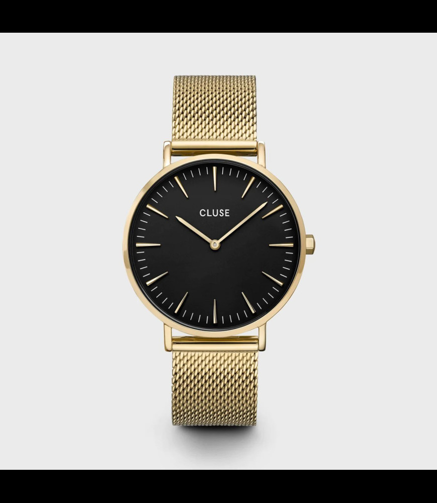 CLUSE Montre Boho Chic Watch Mesh, Black, Gold Colour