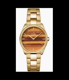 CLUSE Montre Féroce Petite Watch Steel Tiger's Eye, Gold Colour