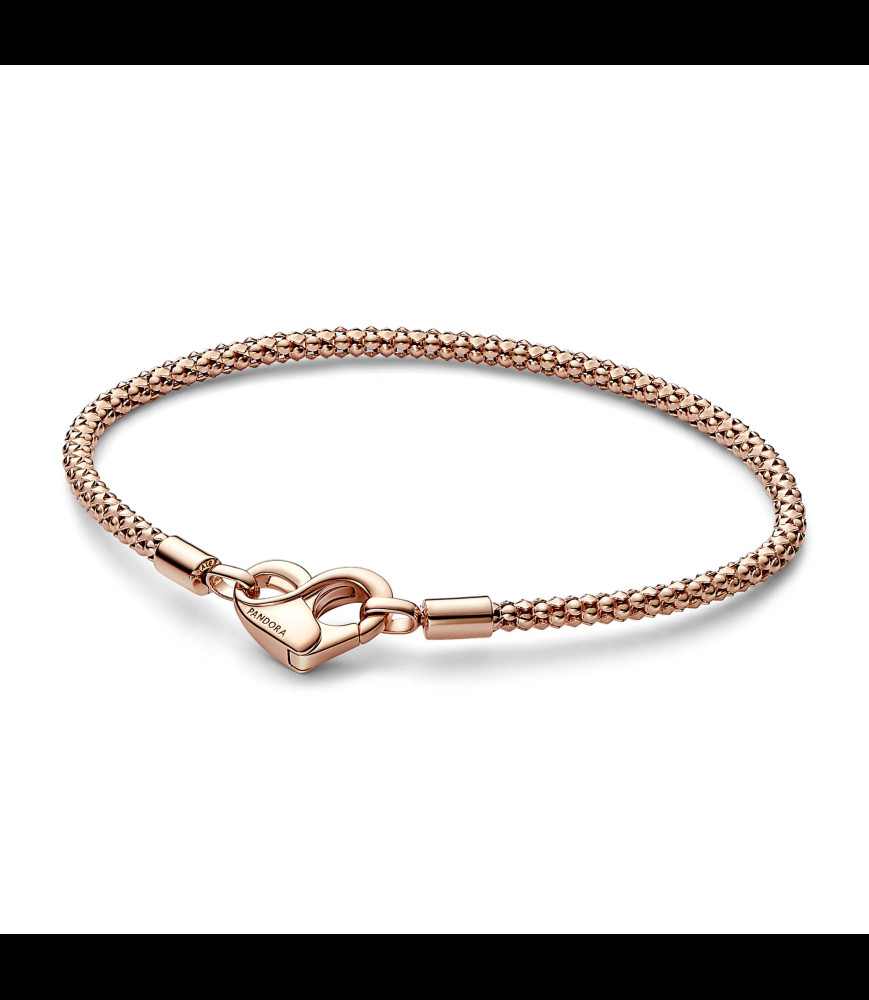 PANDORA Bracelet Chaîne Cloutée Métal doré à l'Or Rose 14 carats TAILLE 19 CM