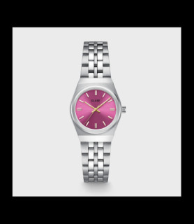 CLUSE Montre Retro 70s Mini Watch Steel, Fuchsia, Silver Colour