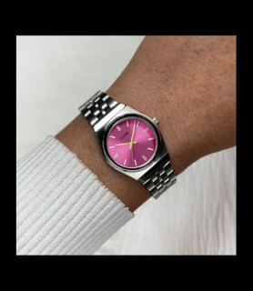 CLUSE Montre Retro 70s Mini Watch Steel, Fuchsia, Silver Colour