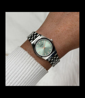 CLUSE Montre Retro 70s Mini Watch Steel, Sage Green, Silver Colour